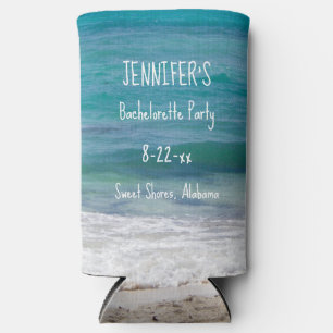 Personalized Bachelorette Party Beach Theme Seltzer Can Cooler