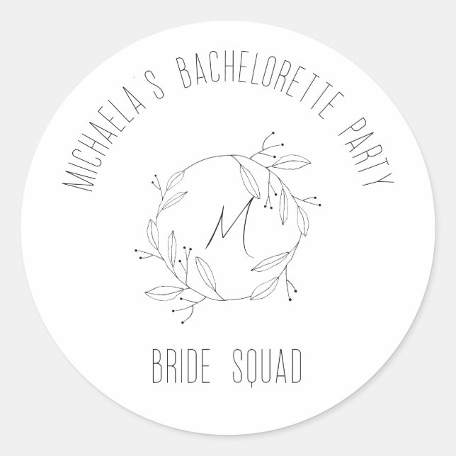 Personalized  Bachelorette Party  Bride Squad Classic Round Sticker (Front)