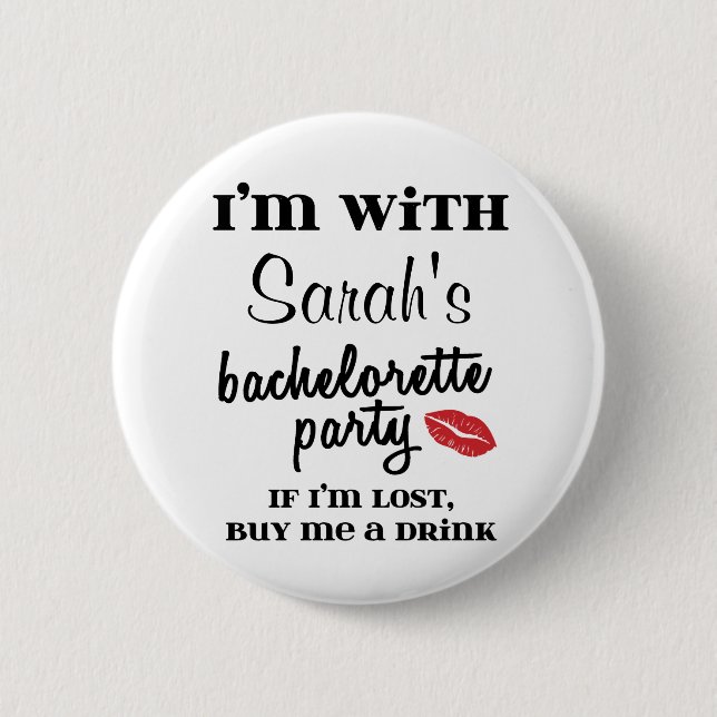 Personalized Bachelorette Party Buy Me A Drink 2 Inch Round Button (Front)