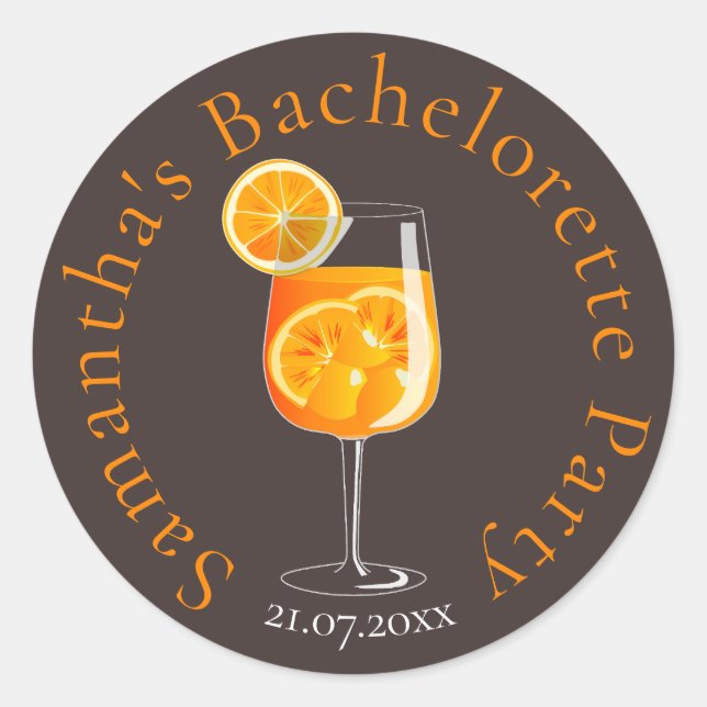 Personalized Bachelorette Party Favour Classic Round Sticker (Front)