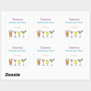 Personalized Bachelorette Party Fruity Drinks Square Sticker