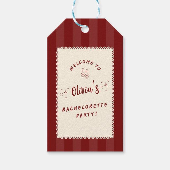 Personalized Bachelorette Party Gift Tags  (Front)