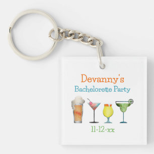 Personalized Bachelorette Party Name Date Keychain