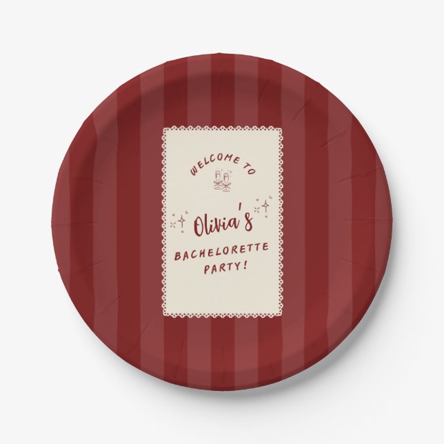 Personalized Bachelorette Party Paper Plates  (Front)