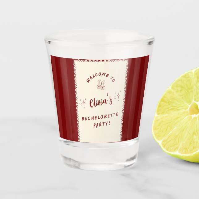 Personalized Bachelorette Party Shot Glass  (Front)
