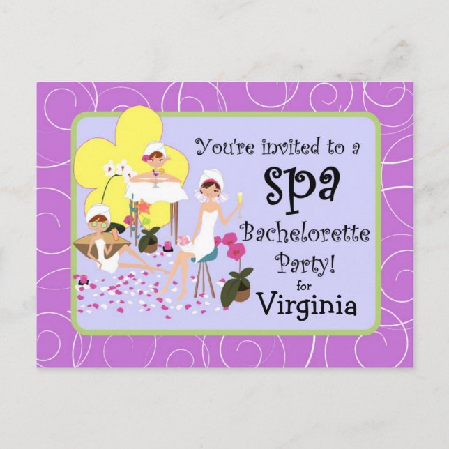 Personalized Bachelorette Party Spa Invitations (Front)