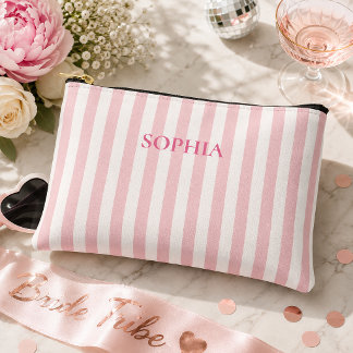 Personalized Bachelorette Party Striped Accessory Pouch