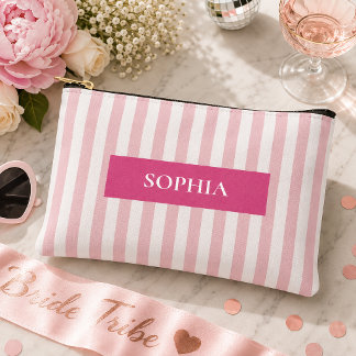 Personalized Bachelorette Party Striped Accessory Pouch