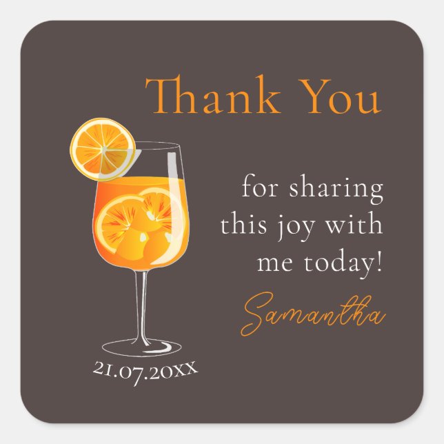 Personalized Bachelorette Party Thank You Square Sticker (Front)