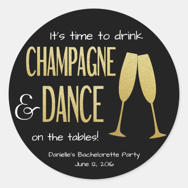 Personalized Bachelorette Stickers with Gold (Front)