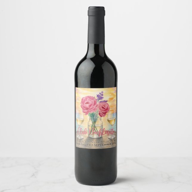 Personalized Bachelorette Sunset Wine Bottle Label (Front)