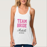 Personalized bachelorette tank tops for team bride<br><div class="desc">Personalized bachelorette tank tops for team bride. TeamBride tanktops for brides entourage. Cute neon pink and black typography design for bride to be and bride's crew. Cool clothing for wedding, bridal shower, bachelorette party, girls night out, girls weekend, ladies night, hen do, etc. Funny clothes for women and girls getting...</div>