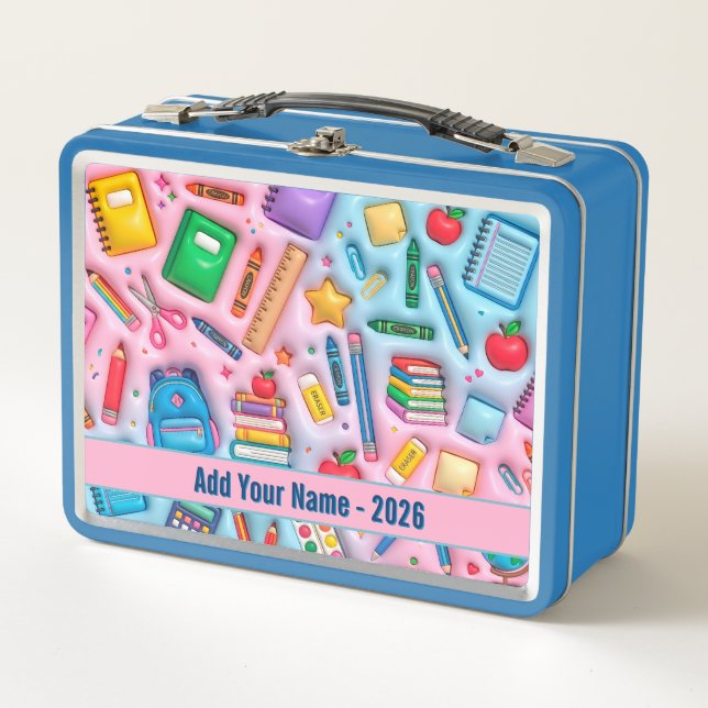 Personalized Back to School 2026 Metal Lunch Box (Front)