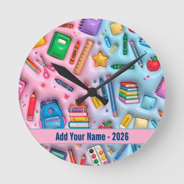 Personalized Back to School 2026 Round Clock (Front)