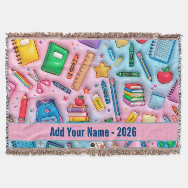 Personalized Back to School 2026 Throw Blanket (Front)