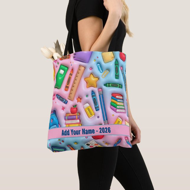 Personalized Back to School 2026 Tote Bag (Close Up)