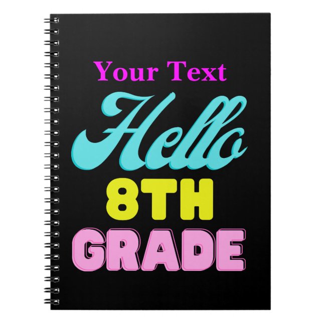 Personalized Back to School, 8th.Grade Notebook (Front)