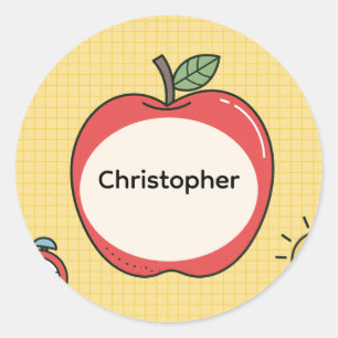 Personalized Back to School Apple Name Stickers