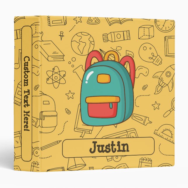 Personalized Back to School Backpack & Doodles Binder (Front/Spine)