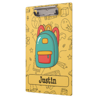 Personalized Back to School Backpack & Doodles Clipboard