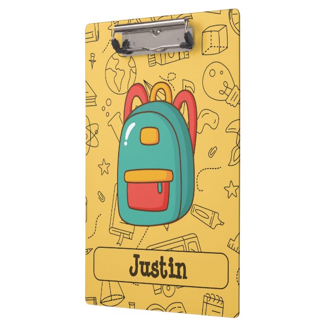 Personalized Back to School Backpack & Doodles Clipboard (Left)