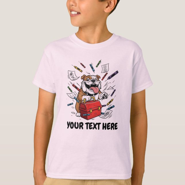 Personalized Back to School Custom Text & Cute Dog T-Shirt (Front)