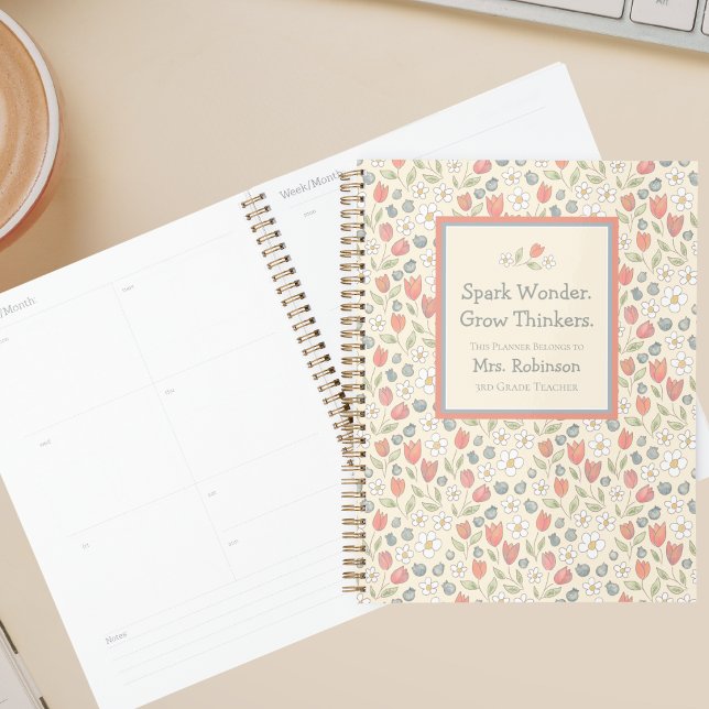 Personalized Back‑to‑School Floral Teacher Planner (Personalized Back‑to‑School Teacher Planner | Spark Wonder Theme  )
