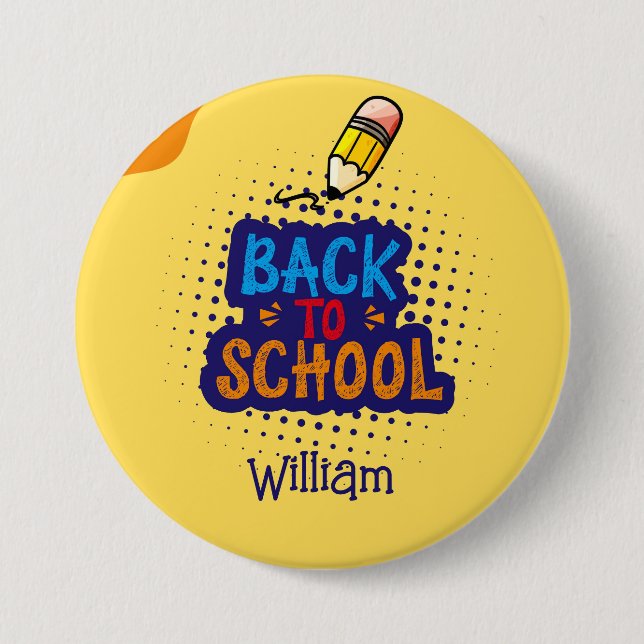 Personalized "Back To School" Fun Doodle 3 Inch Round Button (Front)