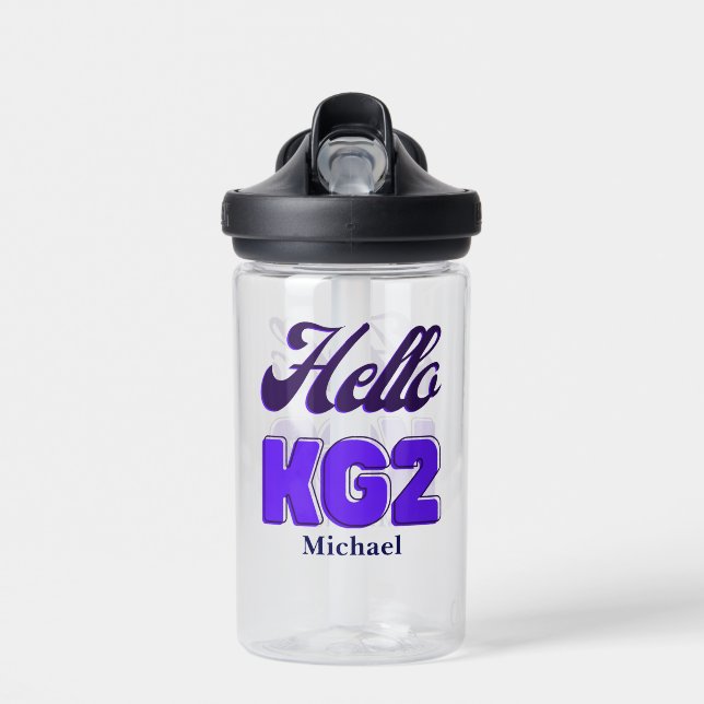 Personalized Back To School, KG2, Hello Kg2 Water Bottle (Front)