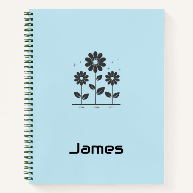 Personalized Back to School – Minimalist Floral  Notebook (Front)