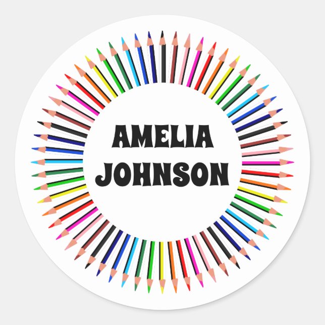 Personalized Back To School Name Classic Round Sticker (Front)