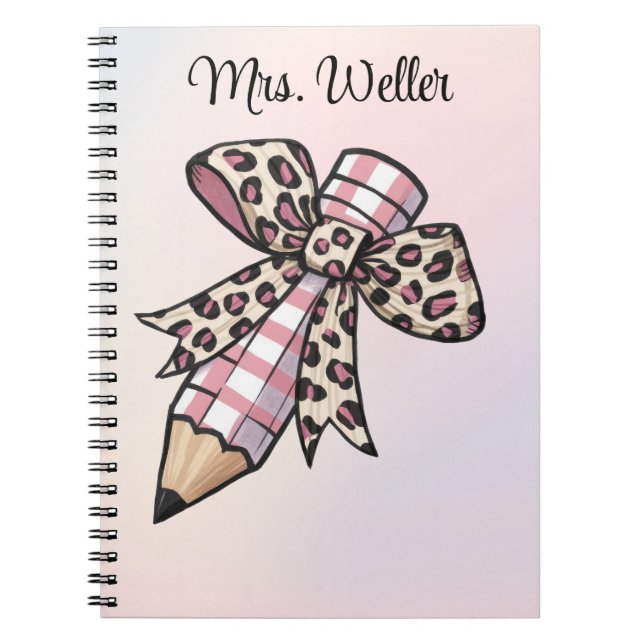 Personalized back to school Pencil with bow  Notebook (Front)
