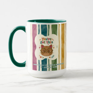 Personalized Back to School Retro Striped Cat Mug