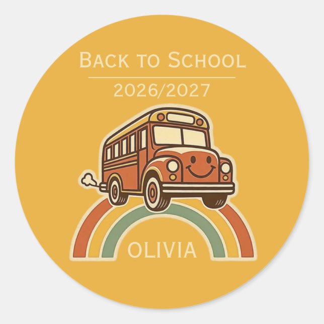 Personalized Back to School Round Stickers (Front)