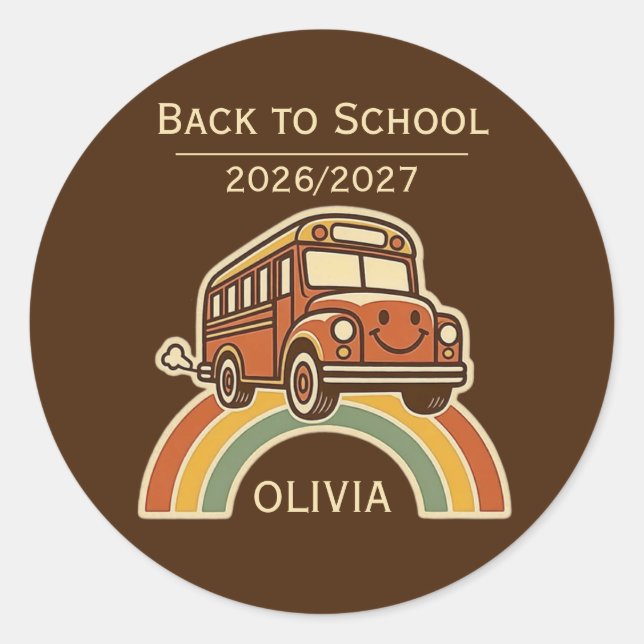 Personalized Back to School Round Stickers (Front)