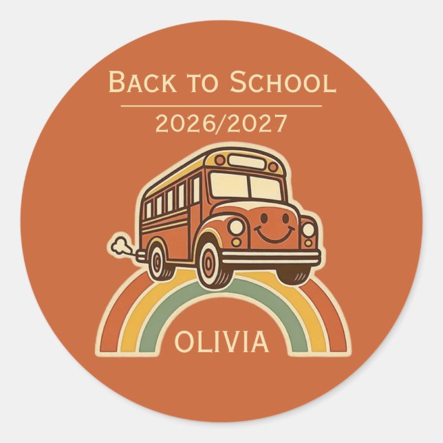Personalized Back to School Round Stickers (Front)