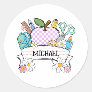 Personalized Back-to-School Supplies with Apple 2 Classic Round Sticker