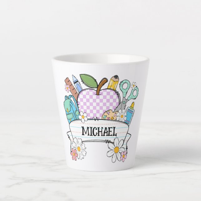 Personalized Back-to-School Supplies with Apple 2 Latte Mug (Front)