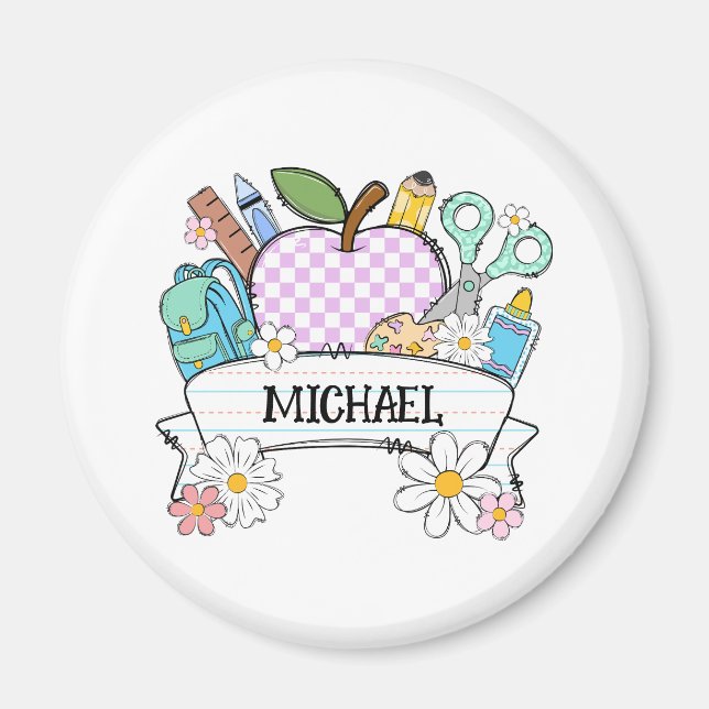 Personalized Back-to-School Supplies with Apple 2 Magnet (Front)