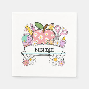 Personalized Back-to-School Supplies with Apple Napkin
