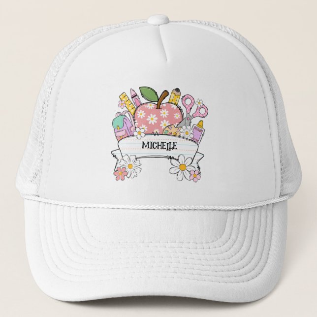 Personalized Back-to-School Supplies with Apple Trucker Hat (Front)