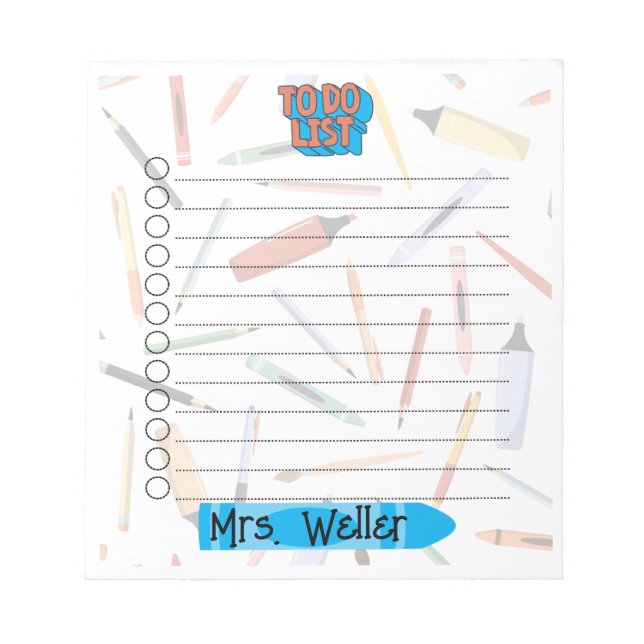 Personalized Back to School To-Do List Notepad (Front)