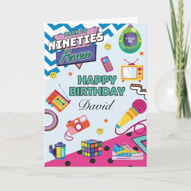 Personalized Back to the 90s Retro Birthday Card (Front)