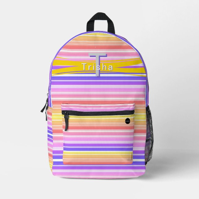 Personalized Backpack with Coloured Stripes HAMbWG (Front)