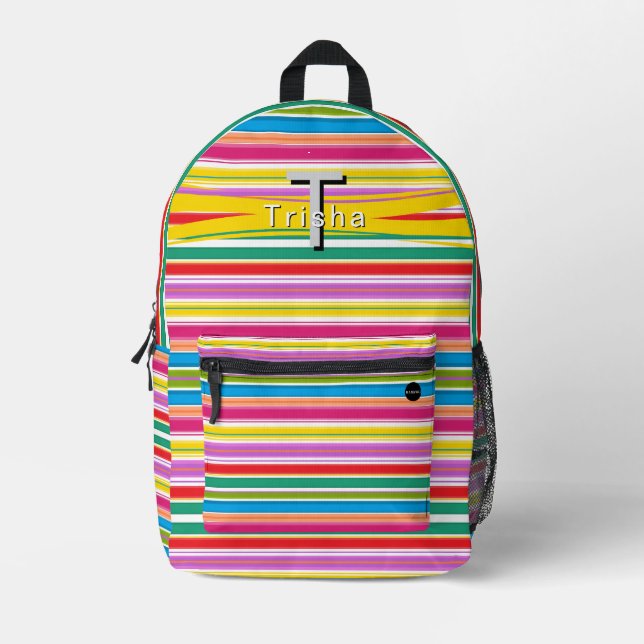 Personalized Backpack with Coloured Stripes HAMbWG (Front)