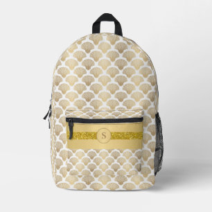 Personalized Backpack with Elegant Gold Sea Shells