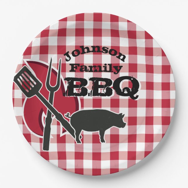 Personalized Backyard BBQ Picnic Disposable Plates (Front)