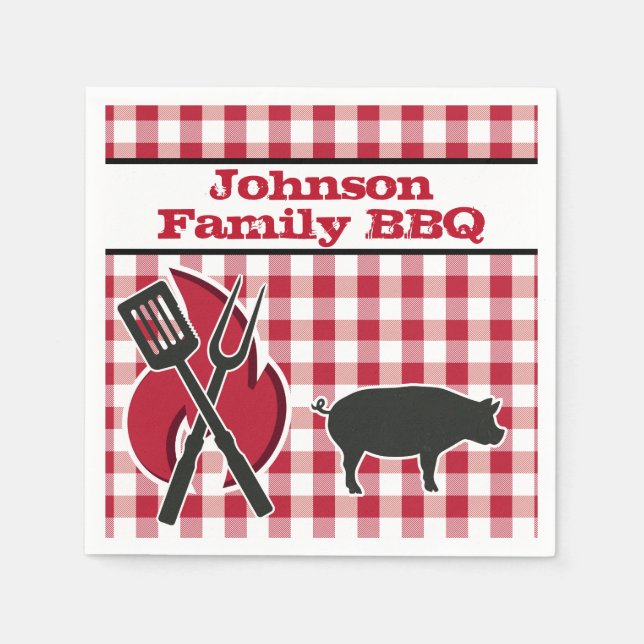 Personalized Backyard BBQ Picnic Party Napkins (Front)