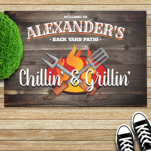 Personalized Backyard Chillin' and Grillin' Patio Doormat