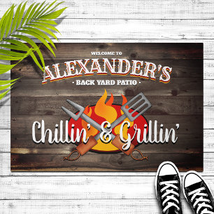 Personalized Backyard Chillin' and Grillin' Patio Doormat